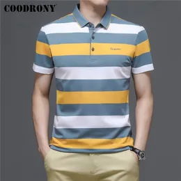 COODRONY marque affaires décontracté à manches courtes Polo hommes printemps été arrivée mode Hit couleur rayé coton haut C5159S 220312