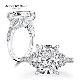 Ainuoshi Classic 925 Sterling Silver Big 6.0 CT Cushion Cut Ring Engagement Simulated Diamond Wedding Silver Rings Smyckesgåvor Y200107