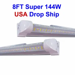 V-formad LED-butiksrör Ljus T8 Integrerad Varm Vit Vit Vit Färg 8FT Kylare Dörr LED Tube Lighting Double Sides SMD2835 8 Foot Leds Butiker Ljus