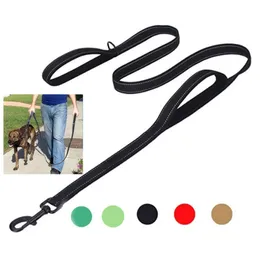 Big Pas Hand Traction Leash Duży i średnie Nylon Dwuosobowy Zagęszczony Refleksyjny Rope Dog Lj201113