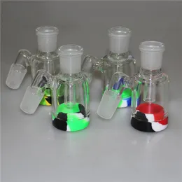 3.2 Inches hookah Glass Ash Catcher Silicon Base 14mm Glass Water Bong Pipes AshCatchers Bubbler Ashcatcher 45 90 Degree DHL Free