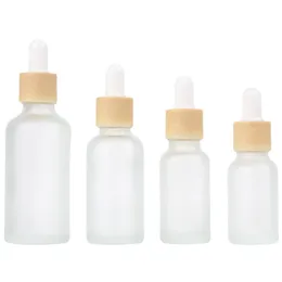 10ml 15ml 20ml 30ml 50ml Matt-Glas-Dropper-Flaschen-Kosmetik-Glas für ätherisches Öl mit nachgeahmten Bambus-Deckeln