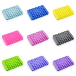 Soap Dish with Drain Silicone Soap Holder for Shower Bathroom Self Draining Waterfall Soap Tray 16colors