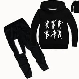 Dlf 2-16y spel grafisk tryck kläder tjejer uppsättning barn hoodies toppar tröja kläder + byxor byxor 2st set gåvor toddler outfit lj200831