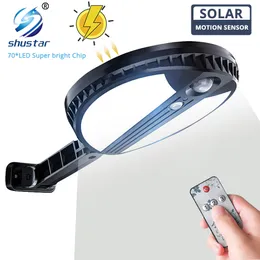 Mocny LED Solar Light Pir Motion Motor Solar Wall Lampa Wodoodporna światło ogrodowe Lampy uliczne z zdalnym sterowaniem