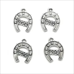 Lotto 100 pz Buona Fortuna A Ferro di Cavallo Argento Antico Pendenti di Fascini Per Monili Che Fanno Bracciale Collana Orecchini 14*17mm DH0849