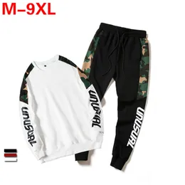 Plus Size 7XL 8XL 9XL Tracksuit Set Men Clothes Fashion Fat Sportwear Women Man Jacket+Pants 2 Piece Sets Sweat Suit Sweatshirts 201109