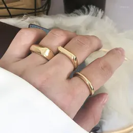 Barock rund imitation pärla vintage ring guldfärg minimalistisk geometrisk personlighet överdrivna finger trendiga band ringar