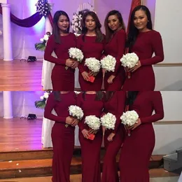 Bury African New Bridesmaid Dresses Mermaid Long Sleeves Guest Dress Elastic Plus Size Formal Wedding Party Gowns Custom