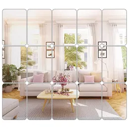 Wall Stickers 3D Mirror Sheets Flexible Non Glass Plastic Arylic Self Adhesive Tiles