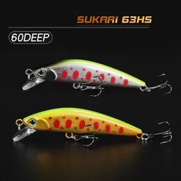 釣り日本スタイルの餌タッケルima minnow sukari 63hs 63mm 8gトラウトベイトウォブラー人工ルアーヘビーシンキ