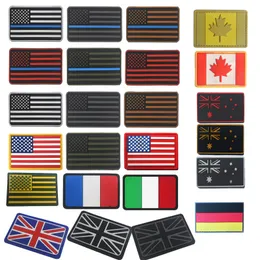 Utomhuslappar gummiplastmärken Armbandklistermärken Taktisk PVC Country Flag Patch Hook och slingfäste