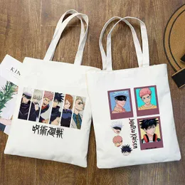 Nxy Shopping Bags Bolso De Mano Harajuku Para Mujer Bolsa Hombro Lona Anime Jujutsu Kaisen Gran Capacidad Ecolgico 0209