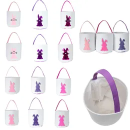 Easter Egg Basket Holiday Rabbit Bunny Storage Bags Cute Sequin Canvas Kids Girls Boys Gift Carry Eggs Candy Bags