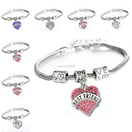 Bracciale cuore di diamanti Crystal Mom Zia Figlia Nonna Credi braccialetti con ciondoli per gioielli moda donna Will e Sandy