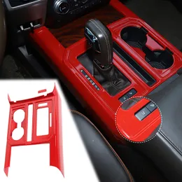 Röd ABS Gear Cup Holder Panel Dekoration Trim för FORD F150 2015 upp Auto Interior Accessoarer