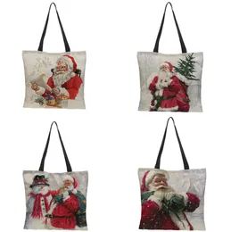 The latest 43X43CM size, Christmas gift bag, Santa Claus decoration style, jute hand bag shopping bag, free shipping