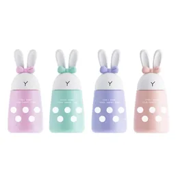 10oz Student Rabbit Thermos Bottle Double Wall Stainless Steel Cartoon Cute Bunny Thermal Vacuum Flask for Kids