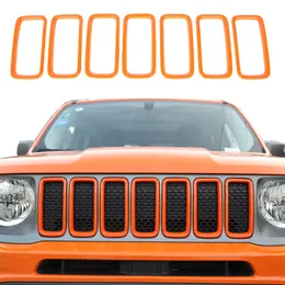 ABS Front Mesh Grille Inserts Grill Cover Trim Orange for Jeep Renegade 2019-2020 Auto Exterior Accessories