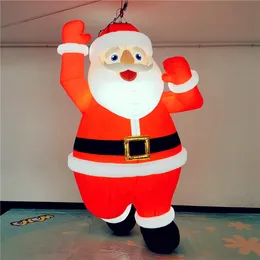 Hanging Inflatable Balloon Inflatables Ball Santa With LED Strip and CE Blower For Christmas Ceiling Stage Decoration