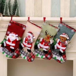 2023クリスマスハンギングソックスかわいいキャンディーギフトバッグクリスマスツリーの装飾のためのクリスマスストッキングペンダントlx4062