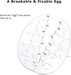 Paskalya Yumurta Oval Şekil Ahşap Boş Süblimasyon Bulmaca DIY Isı Basın Transferi MDF Boş Yapboz Parti Dekorasyon RRF13869