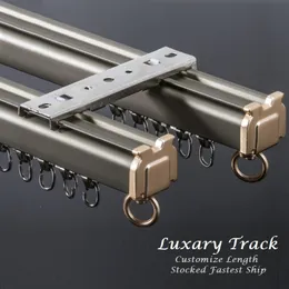 Luxury Curtain Track Single or Double Aluminium Rail (Thickness 1.2mm) Customize Length Free Shipping