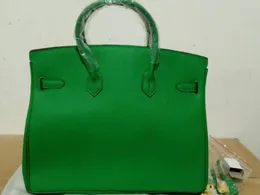 Realfine888 Bags 3A Perkin 20-25-30-35-40cm Taurillon Grainy Leather Bamboo Green Color Handbag Lock and Key