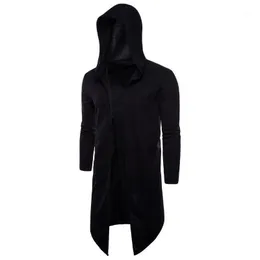 Męskie płaszcze Trench Fashion Black Mens Cape Long Coat Men Cardigan Windbreaker Płaszcz Slim Hooded Sleeve Jacket Plus Size 5xl1
