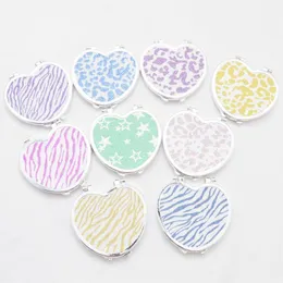 Makeup Mirror Pocket Portable Folding Double-sided Mirror Heart Mini Cosmetic Gril Tool Compact Small Pocket Female Gift