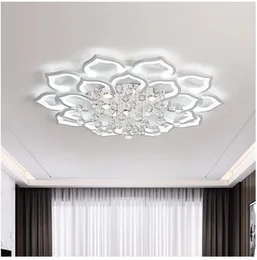 Modern LED Ceiling Lights Fixtures For Living Room White K9 Crystal Home Bedroom Lamp With Remote Control Dimmable Plafon Lustre196G