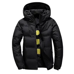 AKSR Męska Zimowa Kurtka Płaszcz White Duck Down Kurtki z kapturem Grube ciepłe ciepłe Outwear Puffy Jacket Doudoune Homme 201223