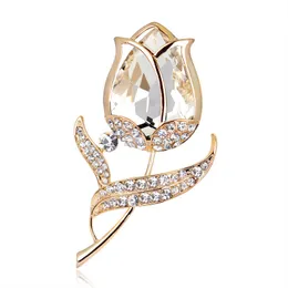 Mode affärsdräkt broscher tulple brosch stift guld diamant blomma broscher klänning för kvinnor fina smycken vilja och sandig
