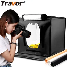 Travor 40*40*40cm LED studio softbox folding light tent lighting box 5500K CRI95 with three background for Jewelry Toys Shooting LJ200923