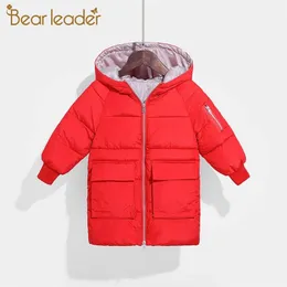 Bear líder garota gesso jaquetas 2020 novas meninas de inverno com capuz casacos quente moda kids parkas adolescentes longos outfits legal lj201017