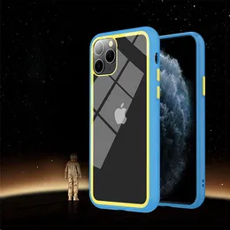 Rensa Acrylic Dual Color Hard Back Cover Telefonväska till iPhone 12 Mini 11 Pro XS Max XR X 6 7 8 Plus