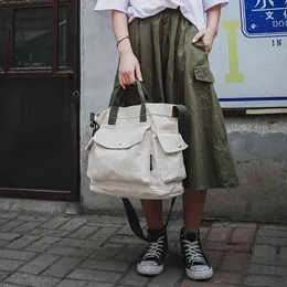 Korean Ins Large Capacity Canvas Bag Student's Schoolbag in Class Female Harajuku Ulzzang One Shoulder Messenger Bag
