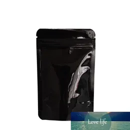 100Pcs Black Stand Up Glossy Aluminum Foil Zip Lock Heat Seal Package Bag Tear Notch Recyclable Candy Tea Pouches