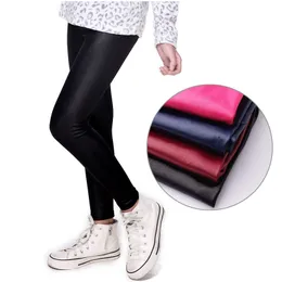 Primavera Faux PU Leggings de couro para garotas de bebê leggings primavera outono calças finas crianças calças 5 cores leggins crianças