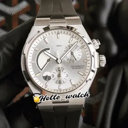 VF Новые зарубежные Двойные временные белые циферблаты зарезервируют 47450 1222-SC Автоматические мужские часы 47450 / B01A стальные корпус резиновый ремешок часов Hello_Watch