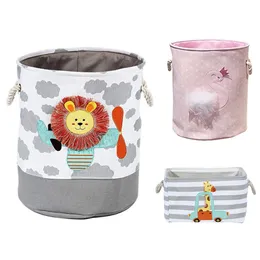 Cesto de lavanderia roupa suja cesta leão girafa crianças brinquedos desenhos animados armazenamento de armazenamento Dobrável Aparelhos de armazenamento em casa Y200111