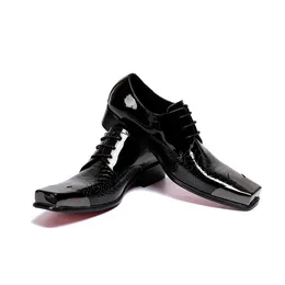 Erkek Deri Elbise Ayakkabı Erkekler İtalyan Tipi erkek Ayakkabı Kare Toe Dantel-up İş Deri Ayakkabı Zapatos De Hombre