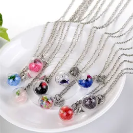 Kristallherz-Drift-Wunschflasche-Halskette, Glaskugel-Anhänger, Halsketten für Damen, Mode-Glasschmuck, Weihnachtsgeschenk, Will und Sandy New