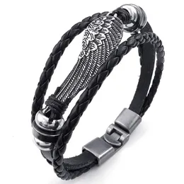 Charmarmband Retro Metal Buckle Armband smycken vinge ängel Braid manschettläderlegering fancy för man och kvinna handkedja färg B257J