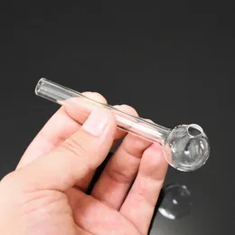 105mm Längd Mini Clear Glass Pipes Oljebrännare Tubes Nageltips Burning Jumbo Pyrex Koncentratrör Tänd kvalitet Transparenta Röktillbehör Partihandel