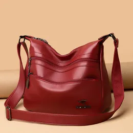 Winter Style 2020 Bolsas Soft Leather Luxury Handbags Kvinnor Väskor Designer Multi-Pocket Crossbody Shoulder Väskor för Kvinnor Sac