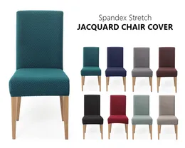 Jacquard Plain Dining Chair Covere Spandex Elastic Köksstol Slipcover Case Stretch Fabric Stolskydd för Bröllopshändelser Hotell Bankett