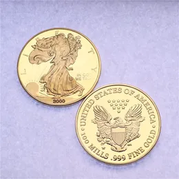 Presente 1 oz American Eagle Moeda de Ouro Estátua da Liberdade Moeda de Prata Artesanato Dourado Coleção de Presentes de Negócios Acrílico Selado Embalagem Individual Efeito Espelho cx