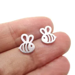 Fashion Obesity Bees stud earrings Lovely hollow out Design Like A Cartoon Flying Fish Pattern stud earrings Suitable for Girl And Women