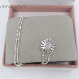 jewelry Necklace Designer pandora style Valentine Daisy Flower diamond 925 Sterling silver Designer Necklace for women chain pendant set birthday gifts 398964C01